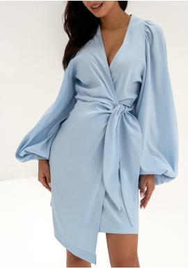 Modré zavinovací šaty MOSQUITO s volným rukávem