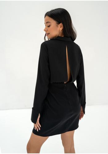 Koktejlové černé šaty MOSQUITO s dlouhým rukávem