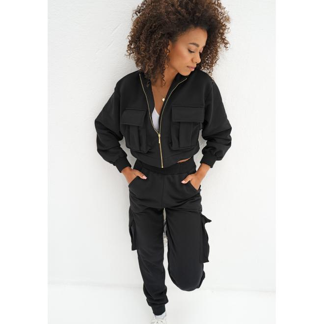 Cargo mikina se zipem MOSQUITO černé barvy