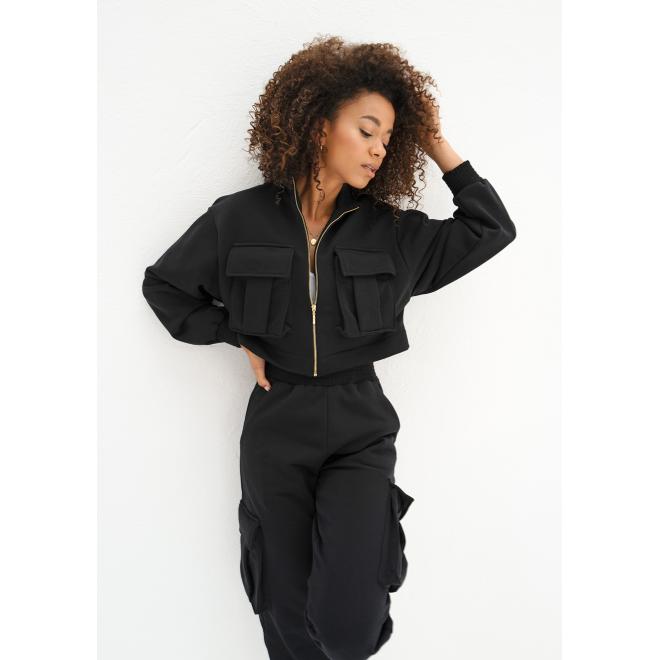 Cargo mikina se zipem MOSQUITO černé barvy