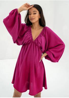 Fuchsiové letní šaty MOSQUITO s výstřihem do V