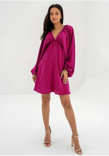 Fuchsiové letní šaty MOSQUITO s výstřihem do V