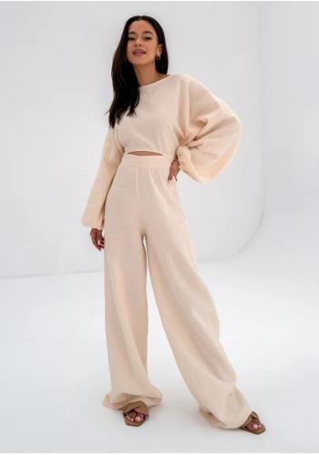 Krémové široké mušelínové kalhoty MOSQUITO