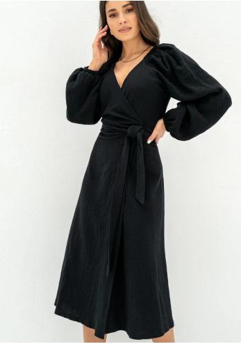 Zavinovací černé mušelínové šaty MOSQUITO