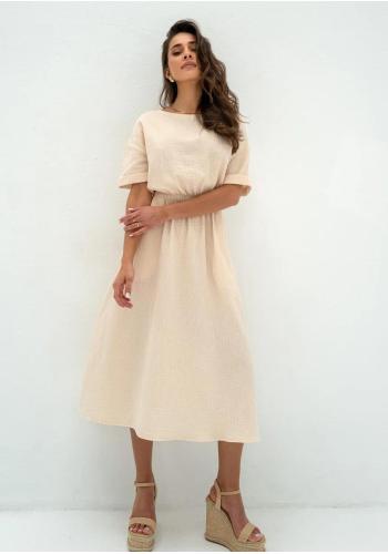 Mušelínové midi šaty MOSQUITO v krémové barvě