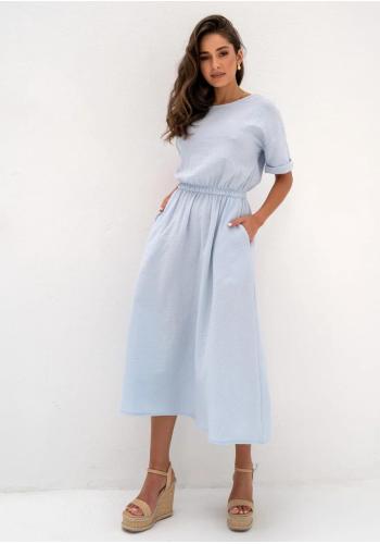Mušelínové modré midi šaty MOSQUITO