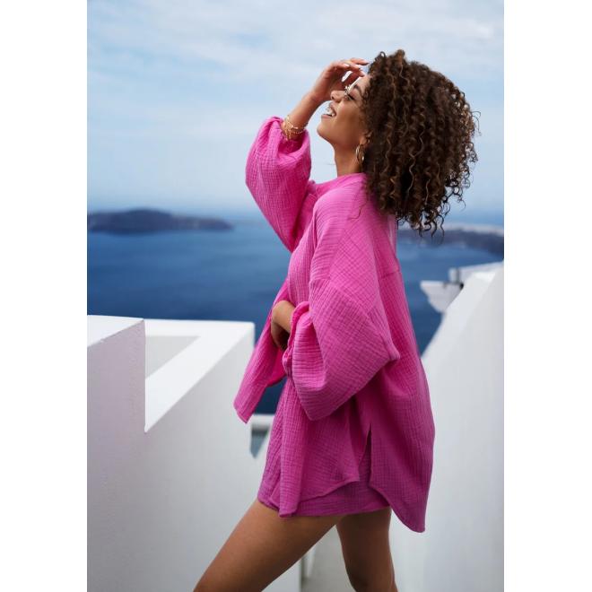 Mušelínová letní košile MOSQUITO růžové barvy