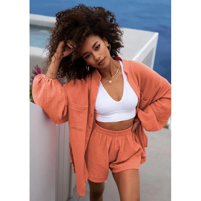 Oranžová mušelínová košile MOSQUITO na léto