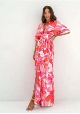 Růžové letní maxi šaty MOSQUITO s rozparkem