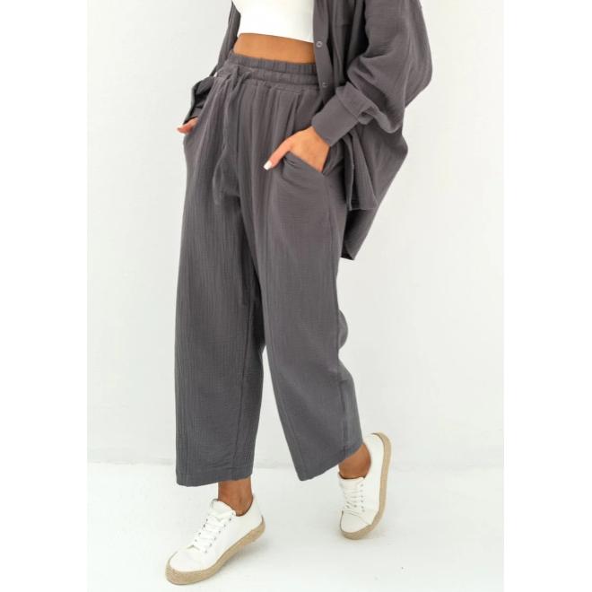 Mušelínové jogger kalhoty MOSQUITO šedé barvy