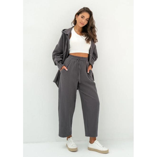 Mušelínové jogger kalhoty MOSQUITO šedé barvy