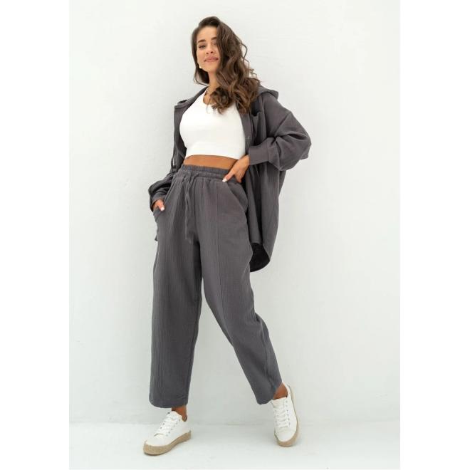 Mušelínové jogger kalhoty MOSQUITO šedé barvy