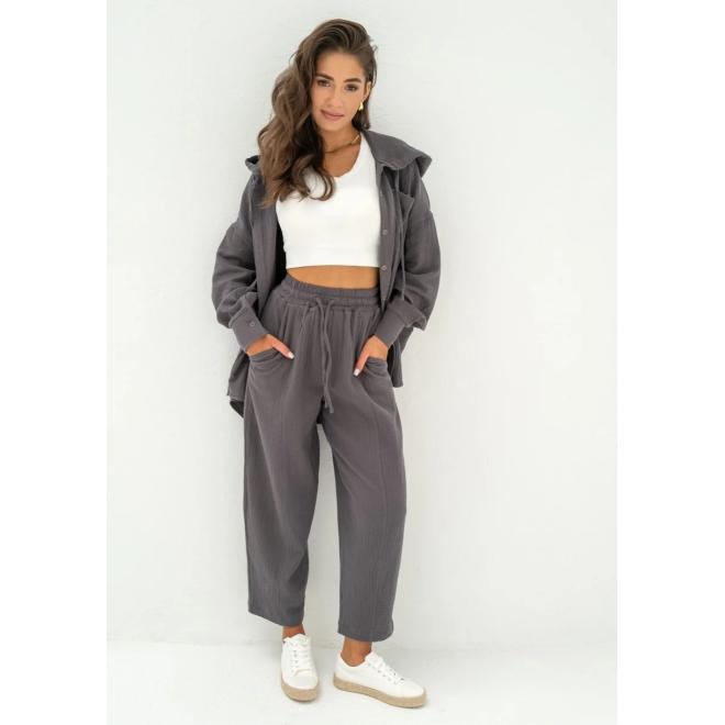 Mušelínové jogger kalhoty MOSQUITO šedé barvy