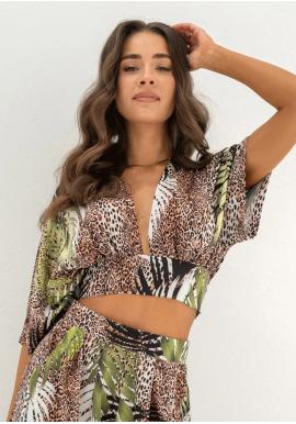 Leopardí top MOSQUITO s výstřihem do V
