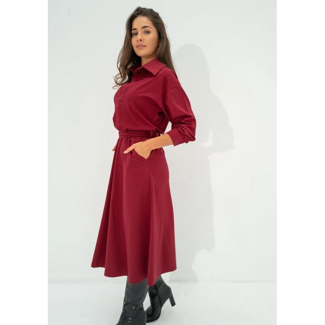 Bordové midi šaty MOSQUITO s kapsami