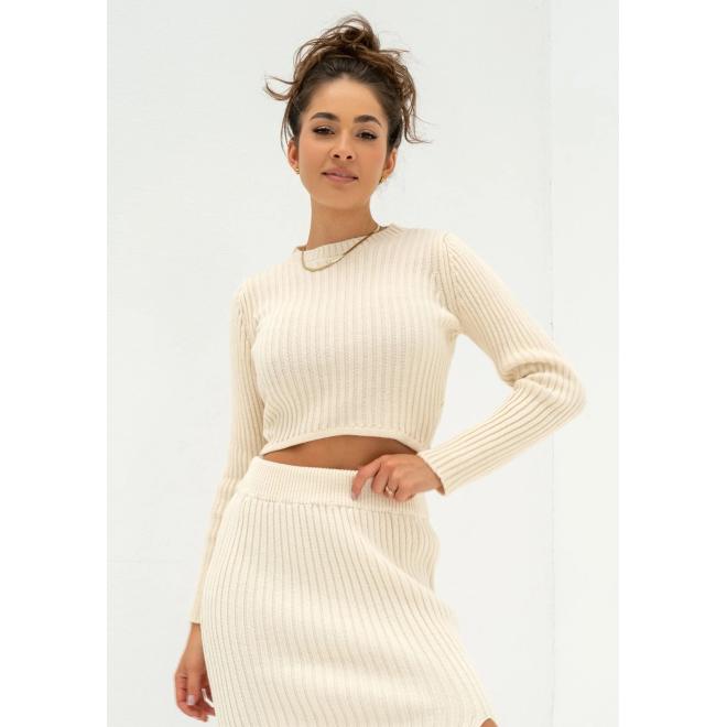 Zkrácená pletená halenka MOSQUITO v béžové barvě