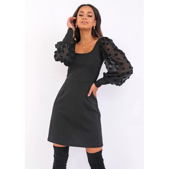 Černé šaty MOSQUITO s šifonovými rukávy