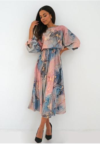 MOSQUITO saténové šaty v růžovo-modré barvě