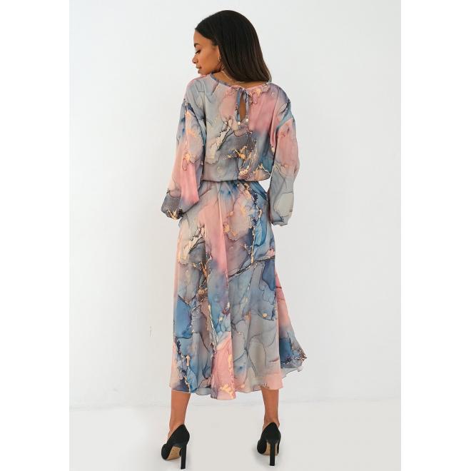 MOSQUITO saténové šaty v růžovo-modré barvě