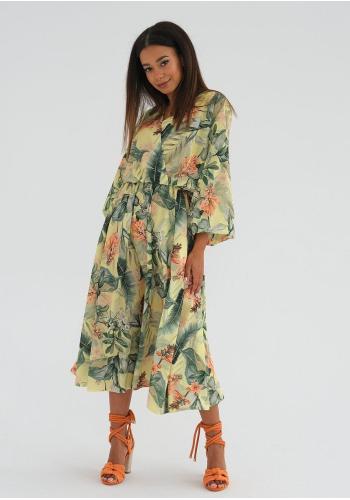 Žluté šaty MOSQUITO s obálkovým výstřihem