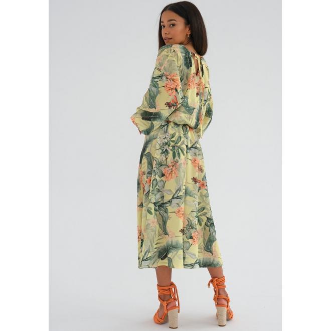 Žluté šaty MOSQUITO s obálkovým výstřihem