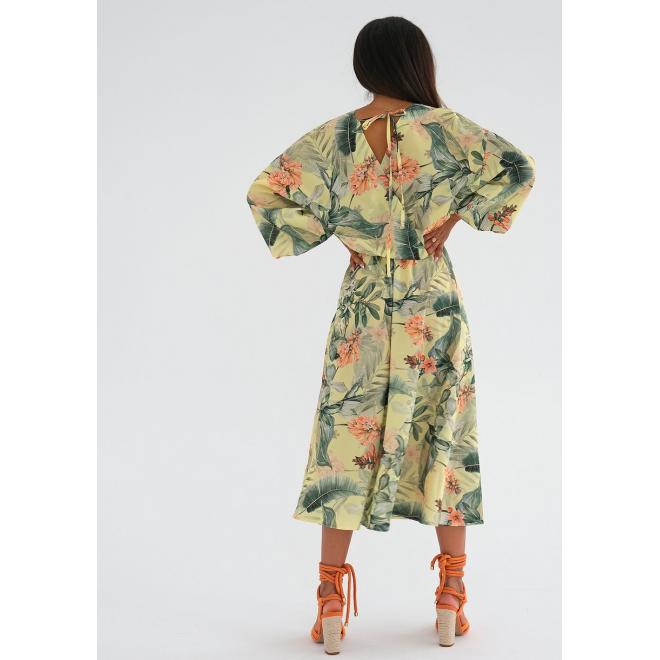 Žluté šaty MOSQUITO s obálkovým výstřihem