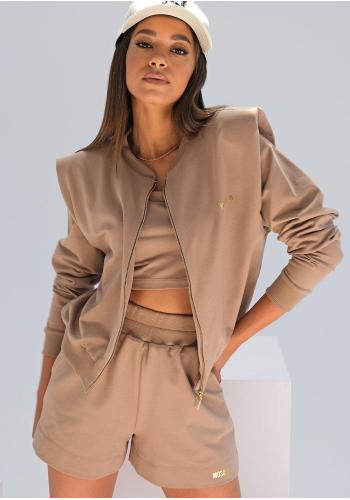Mikina MOSQUITO s vycpávkami na ramenou béžové barvy