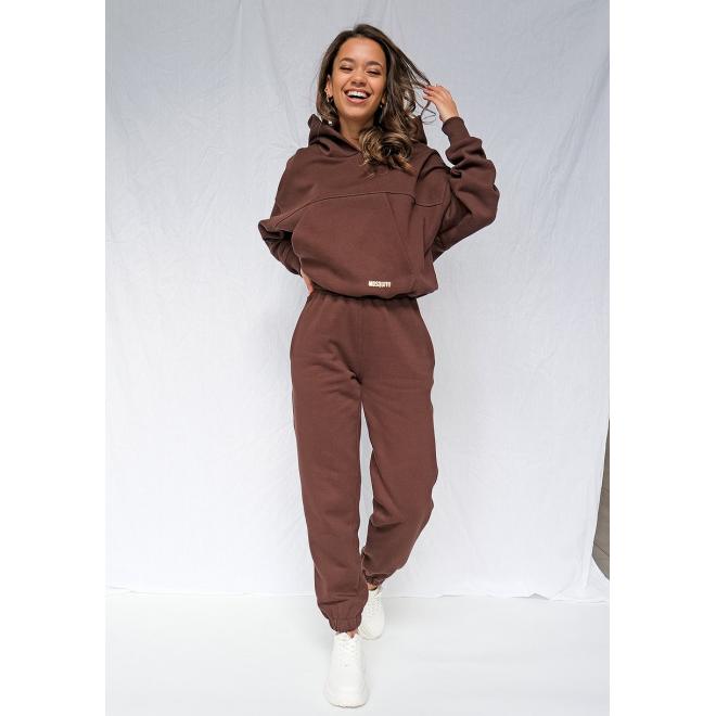 Tmavě hnědé tepláky MOSQUITO volného střihu