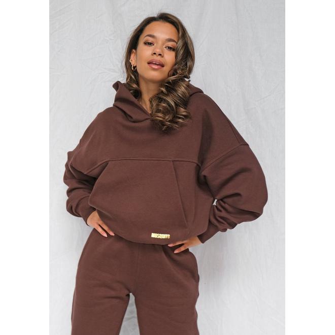 Tmavě hnědá mikina MOSQUITO s klokaní kapsou