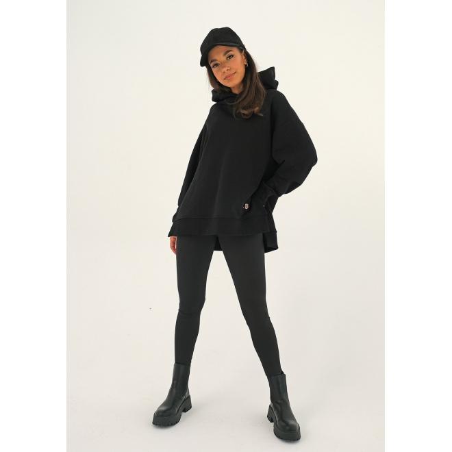 Asymetrická černá mikina MOSQUITO s kapucí