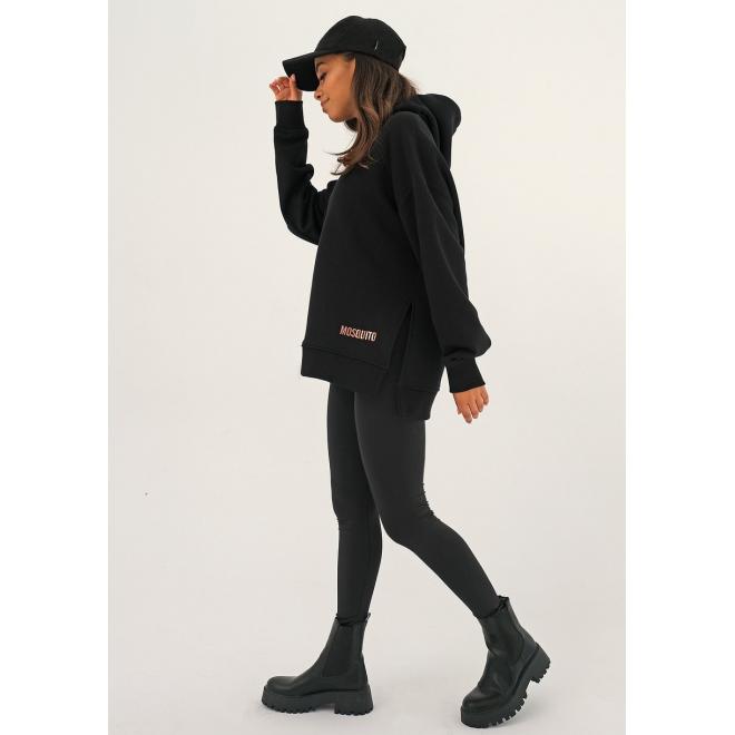 Asymetrická černá mikina MOSQUITO s kapucí