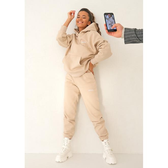 Béžový MOSQUITO komplet tepláků a mikiny s kapucí