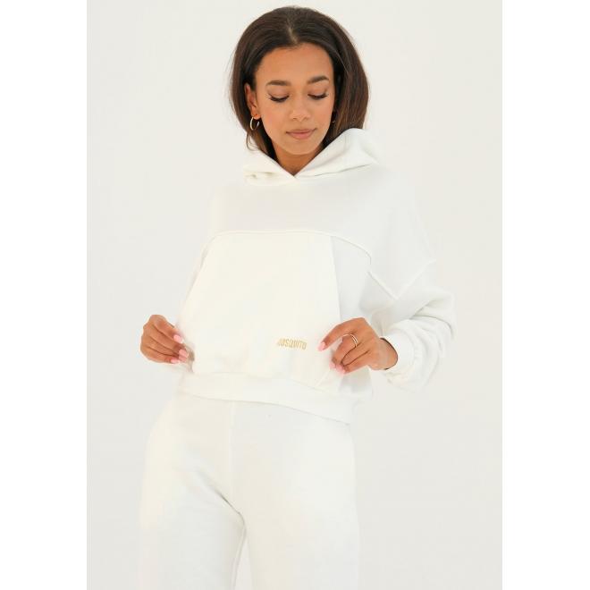 Bílá mikina MOSQUITO s klokaní kapsou