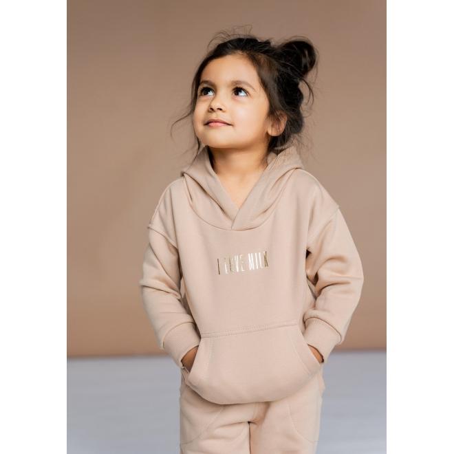 Dětská sportovní souprava I LOVE MILK béžové barvy