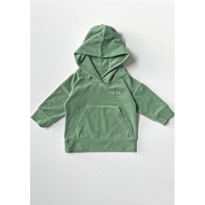 Mikina s kapucí I LOVE MILK mátové barvy