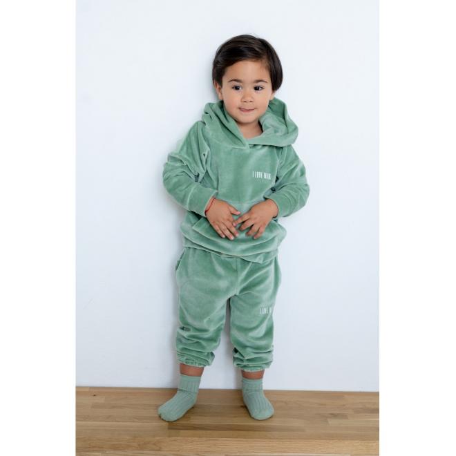 Mikina s kapucí I LOVE MILK mátové barvy