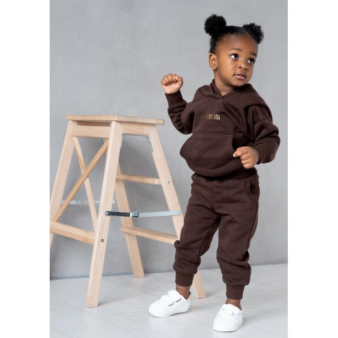 Sportovní I LOVE MILK tepláky hnědé barvy