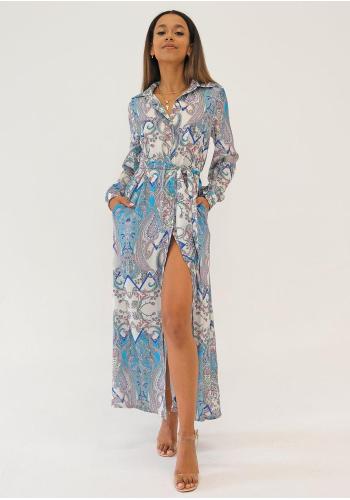 Košilové maxi šaty MOSQUITO s modrým potiskem