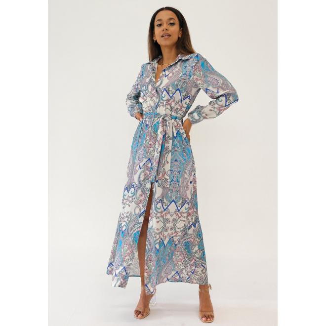 Košilové maxi šaty MOSQUITO s modrým potiskem