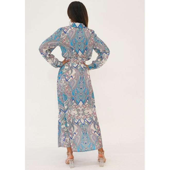 Košilové maxi šaty MOSQUITO s modrým potiskem