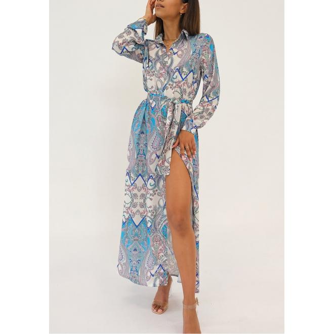 Košilové maxi šaty MOSQUITO s modrým potiskem