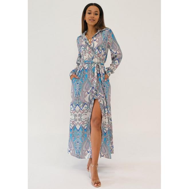 Košilové maxi šaty MOSQUITO s modrým potiskem
