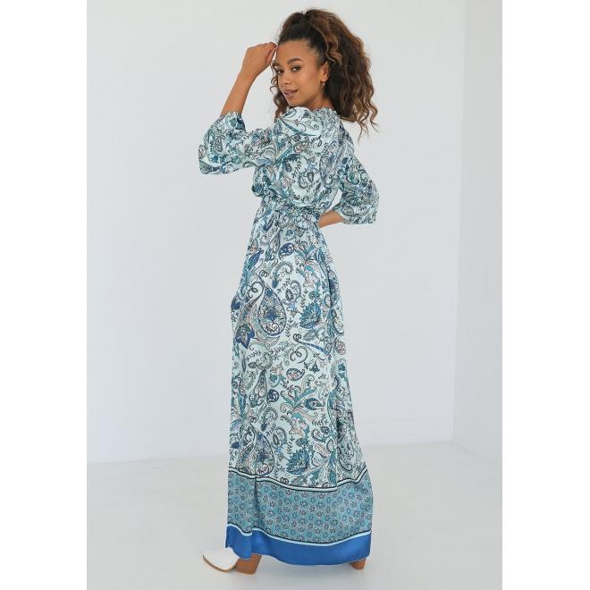 Vzorované maxi šaty MOSQUITO modré barvy
