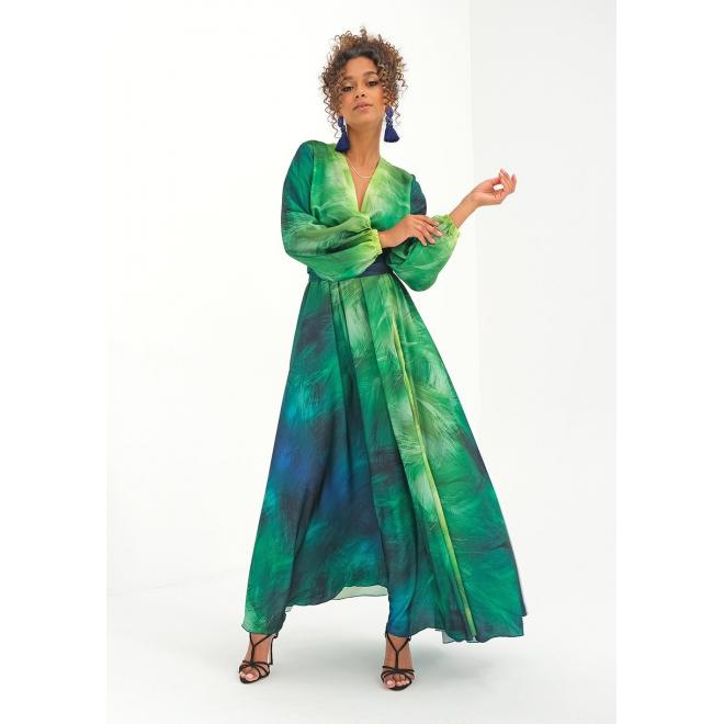 Zelené maxi šaty MOSQUITO v ombre stylu
