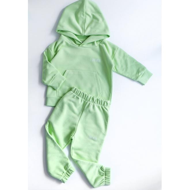 Dětská souprava I LOVE MILK v limetkové barvě