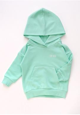 Mikina s kapucí I LOVE MILK v mátové barvě