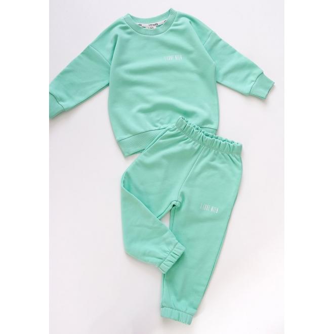 Sportovní tepláky I LOVE MILK v mátové barvě