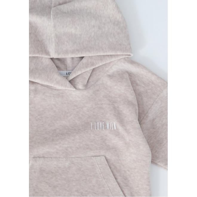 Melanžová béžová mikina s kapucí I LOVE MILK