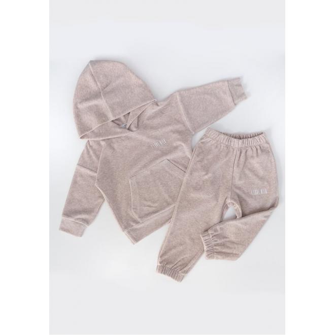 Melanžová béžová mikina s kapucí I LOVE MILK