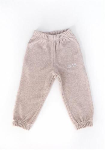 Béžové tepláky I LOVE MILK v melanžovém vzoru